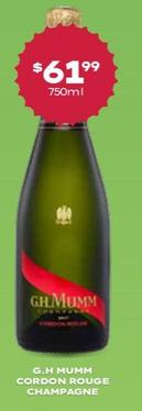 G.h Mumm - Cordon Rouge Champagne offers at $59.99 in Thirsty Camel