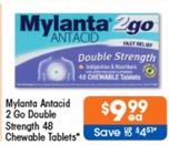 Mylanta - Antacid 2 Go Double Strength 48 Chewable Tablets offers at $9.99 in Good Price Pharmacy