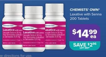 Chemists' Own - Laxative With Senna 200 Tablets offers at $14.99 in Ramsay Pharmacy