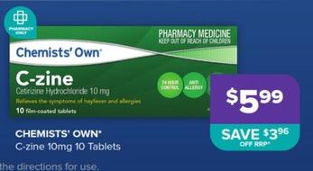 Chemists' Own - C-zine 10mg 10 Tablets offers at $5.99 in Ramsay Pharmacy