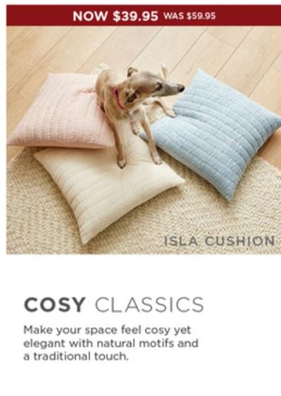 Isla - Cushion offers at $39.95 in Bed Bath N' Table