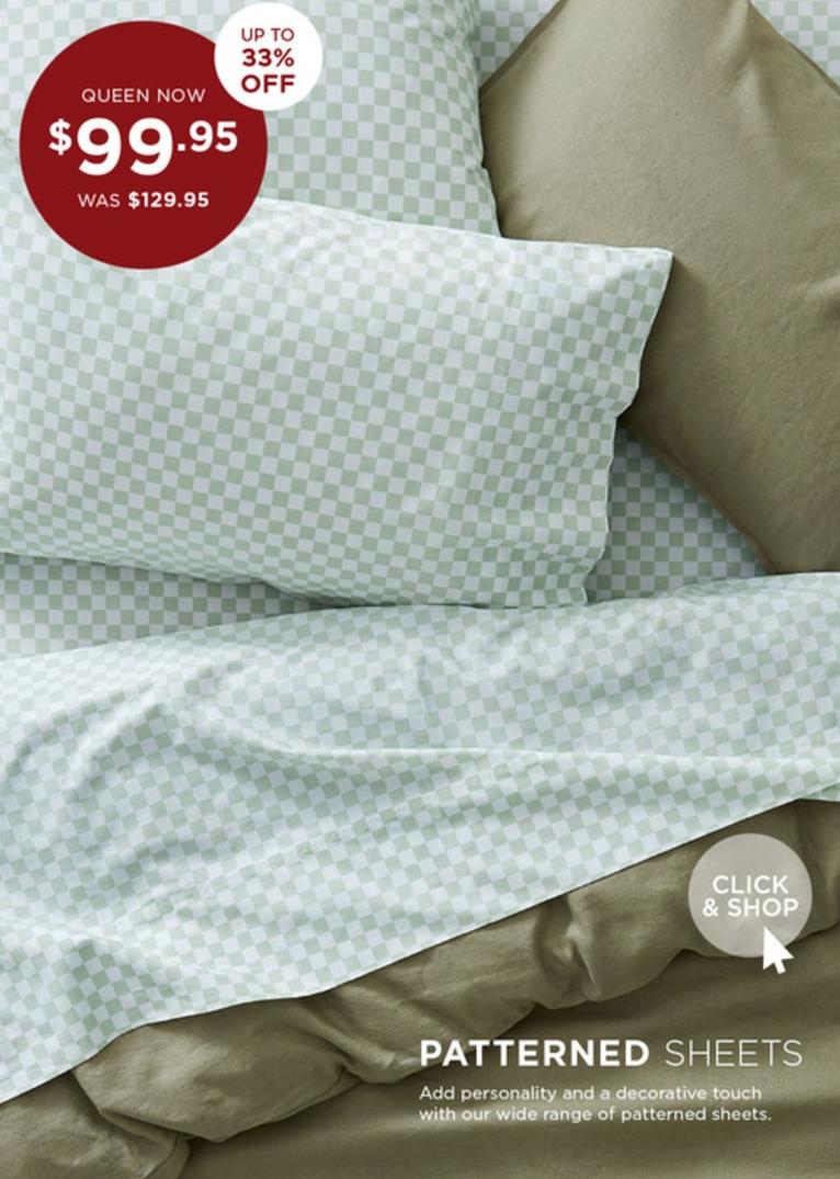 Patterned Sheets offers at $99.95 in Bed Bath N' Table