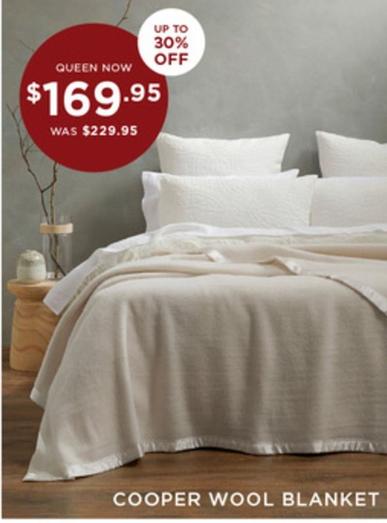 Cooper Wool Blanket offers at $169.95 in Bed Bath N' Table
