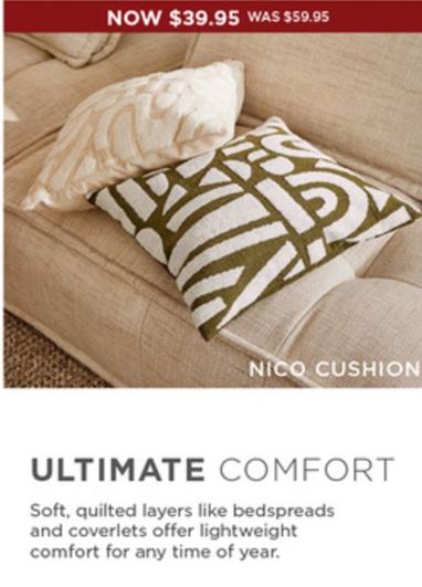 Nico - Cushion offers at $39.95 in Bed Bath N' Table