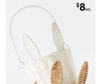 Easter Bunny White Wicker Basket offers at $8 in Kmart