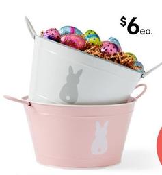 Large Metal Bunny Bucket - Assorted offers at $6 in Kmart