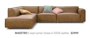 Maestro - 5 Seat Corner Chaise in 100% Leather offers at $2999 in Focus On Furniture