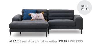 Alba - 2.5 Seat Chaise in Italian Leather offers at $2299 in Focus On Furniture