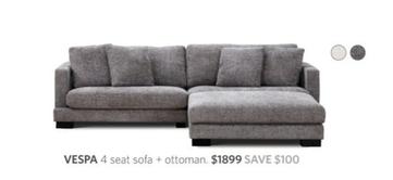 Vespa - 4 Seat Sofa + Ottoman offers at $1899 in Focus On Furniture