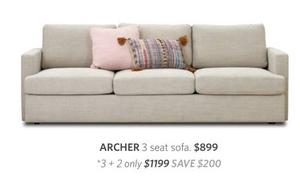 Archer - 3 Seat Sofa offers at $899 in Focus On Furniture