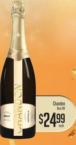Chandon Brut NV 750ml offers at $24.99 in Liquor Barons