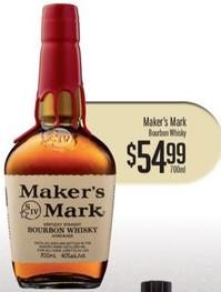 Maker's Mark Bourbon Whisky  offers at $54.99 in Liquor Barons