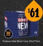 Tooheys - New Block Cans 30x375ml offers at $61 in First Choice Liquor