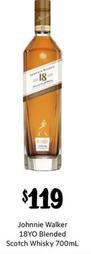 Johnnie Walker - 18yo Blended Scotch Whisky 700mL offers at $119 in First Choice Liquor