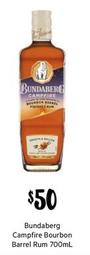 Bundaberg - Campfire Bourbon Barrel Rum 700mL offers at $50 in First Choice Liquor