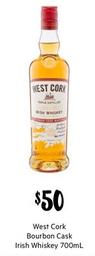 West Cork - Bourbon Cask Irish Whiskey 700mL offers at $50 in First Choice Liquor