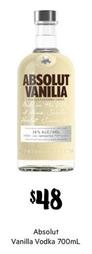Absolut - Vanilla Vodka 700mL offers at $48 in First Choice Liquor