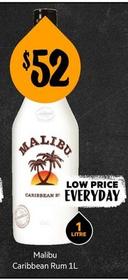 Malibu - Caribbean Rum 1L offers at $52 in First Choice Liquor