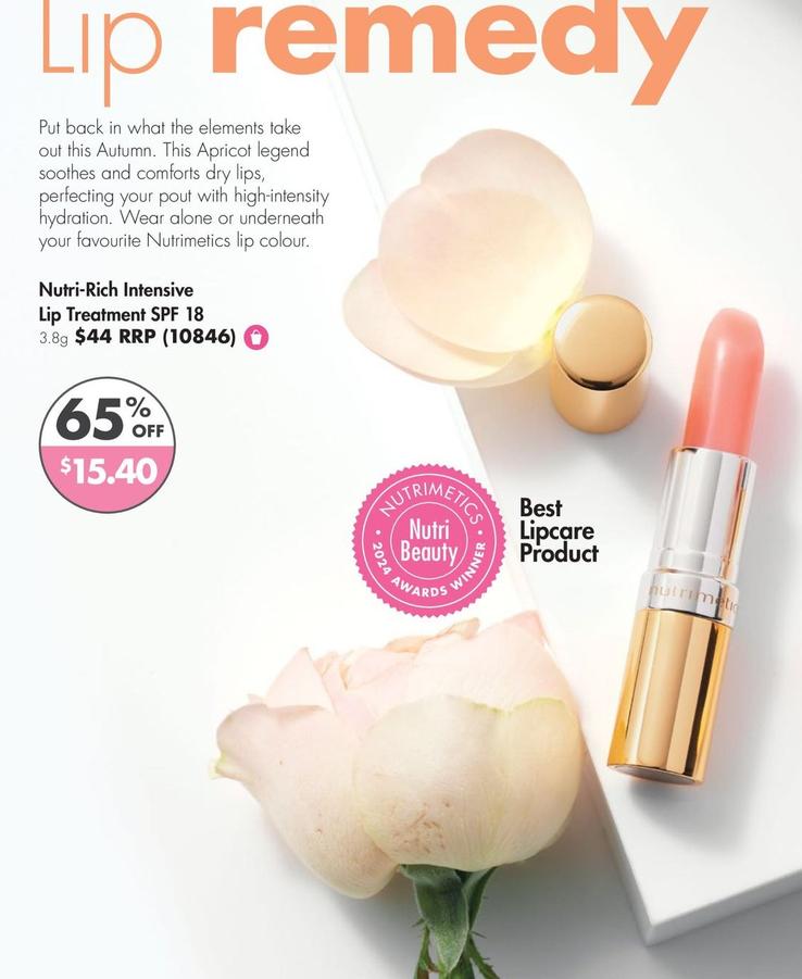 Nutri-rich Intensive Lip Treatment Spf 18 3.8g offers at $15.4 in Nutrimetics
