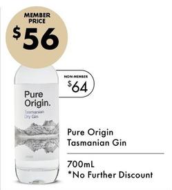 Pure Origin - Tasmanian Gin 700ml offers at $56 in Vintage Cellars