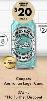 Coopers - Australian Lager Cans 375ml offers at $20 in Vintage Cellars