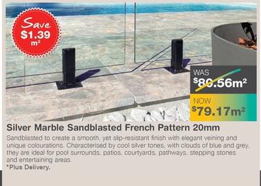 Silver Marble Sandblasted French Pattern 20mm offers at $79.17 in Nuway