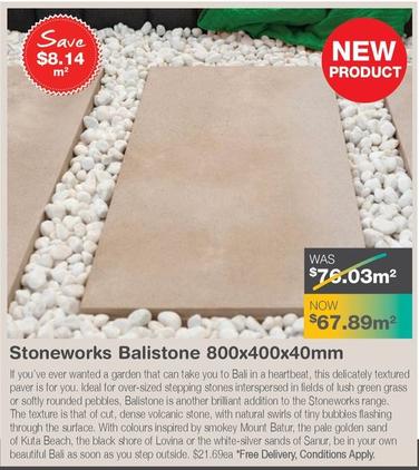 Stoneworks Balistone 800x400x40mm offers at $67.89 in Nuway