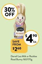 Darrell Lea - Milk Or Rocklea Road Bunny 160/170g offers at $4.9 in Foodworks