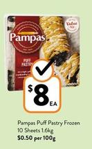 Pampas - Puff Pastry Frozen 10 Sheets 1.6kg offers at $8 in Foodworks