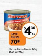 Harvest - Canned Meals 425g offers at $4.3 in Foodworks