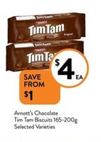 Arnott's - Chocolate Tim Tam Biscuits 165-200g Selected Varieties offers at $4 in Foodworks