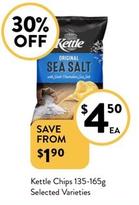 Kettle - Chips 135-165g Selected Varieties  offers at $4.5 in Foodworks