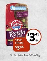 Tip Top - Raisin Toast 520/600g offers at $3.45 in Foodworks