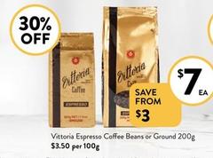 Vittoria - Espresso Coffee Beans Or Ground 200g offers at $7 in Foodworks