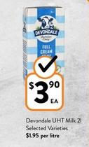 Devondale - Uht Milk 2l Selected Varieties offers at $3.9 in Foodworks