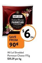 Mil Lel - Shredded Parmesan Cheese 170g offers at $6 in Foodworks
