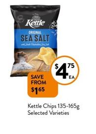 Kettle - Chips 135-165g Selected Varieties offers at $4.75 in Foodworks