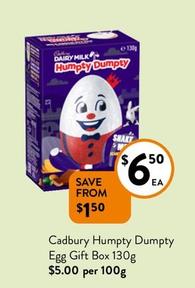 Cadbury - Humpty Dumpty Egg Gift Box 130g offers at $6.5 in Foodworks