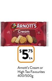Arnott's - Cream Or High Tea Favourites 400/500g offers at $5.75 in Foodworks