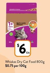 Whiskas - Dry Cat Food 800g offers at $6 in Foodworks
