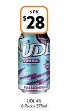 Udl - 4% 6 Pack X 375ml offers at $28 in Foodworks