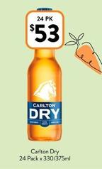 Carlton - Dry 24 Pack X 330/375ml offers at $53 in Foodworks