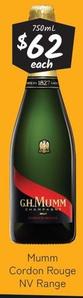 Mumm - Cordon Rouge Nv Range offers at $62 in Cellarbrations