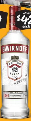 Smirnoff - Vodka Red Label offers at $42 in Cellarbrations