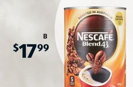 Nescafe - Blend 43 Instant Coffee 500g offers at $17.99 in ALDI