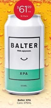 Balter - Xpa Cans 375mL offers at $61.99 in Porters