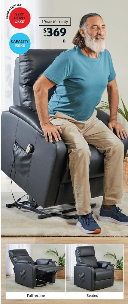 Lift Up Recliner Chair offers at $369 in ALDI