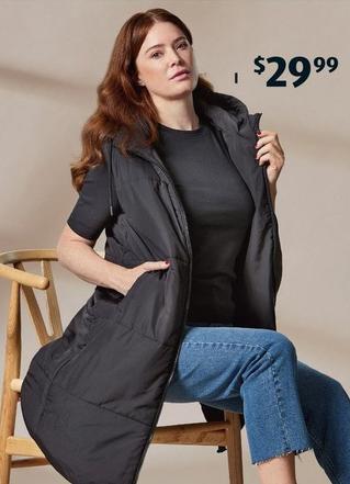Women’s Longline Padded Vest offers at $29.99 in ALDI