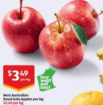 West Australian Royal Gala Apples Per Kg offers at $3.49 in ALDI