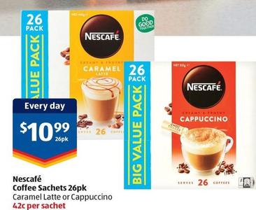 Nescafe - Coffee Sachets 26pk offers at $10.99 in ALDI